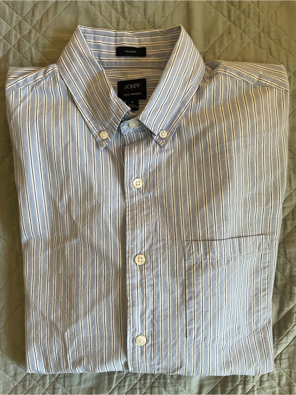 J. CREW FLEX WASHED CLASSIC FIT Shirting Stripe Button Down Shirt Size M NWT $98
